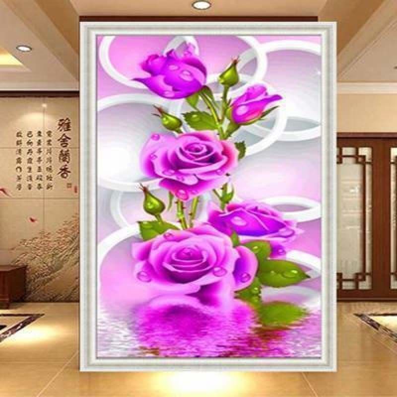 Full Drill - 5D DIY Diamond Painting Kits Purple Flowers - 