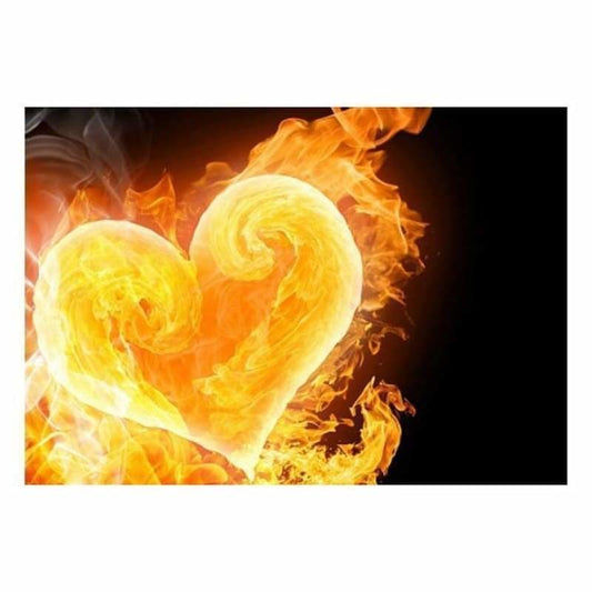 Full Drill - 5D DIY Diamond Painting Kits Romantic Yellow Flame Effect Love Heart - NEEDLEWORK KITS