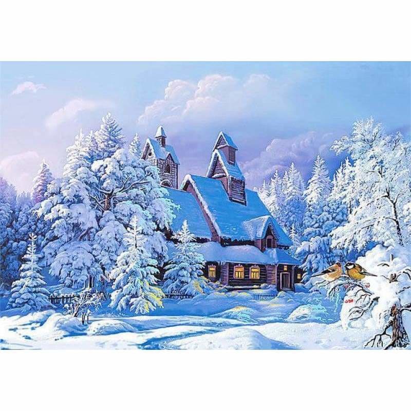 Full Drill - 5D DIY Diamond Painting Kits Snowy Cottage In 