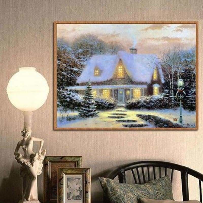 Full Drill - 5D DIY Diamond Painting Kits Snowy Cottage In 