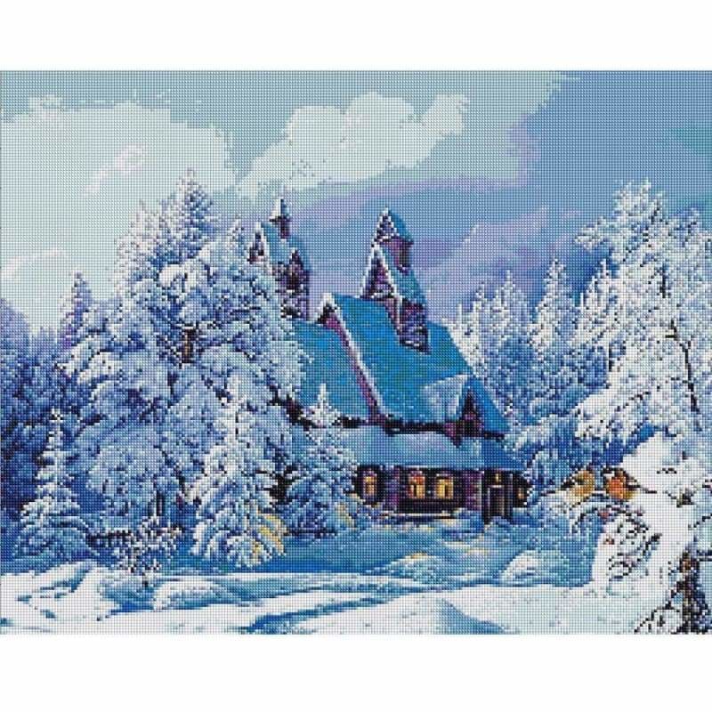 Full Drill - 5D DIY Diamond Painting Kits Snowy Cottage In 