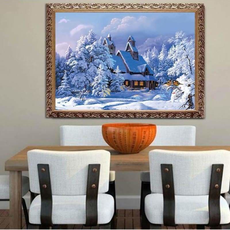 Full Drill - 5D DIY Diamond Painting Kits Snowy Cottage In 