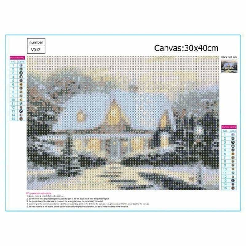 Full Drill - 5D DIY Diamond Painting Kits Snowy Cottage In 