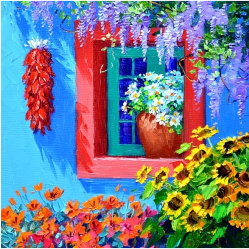 Full Drill - 5D DIY Diamond Painting Kits Watercolor New Garden Window VM20100 - NEEDLEWORK KITS