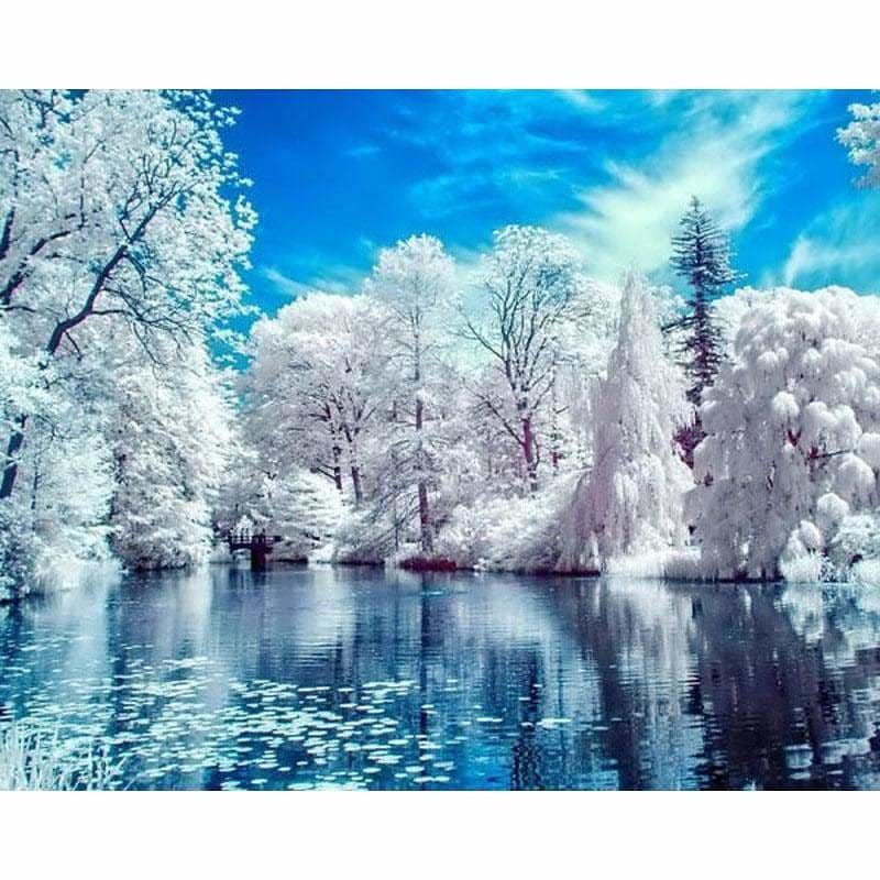 Full Drill - 5D DIY Diamond Painting Kits Winter Lake Snow 