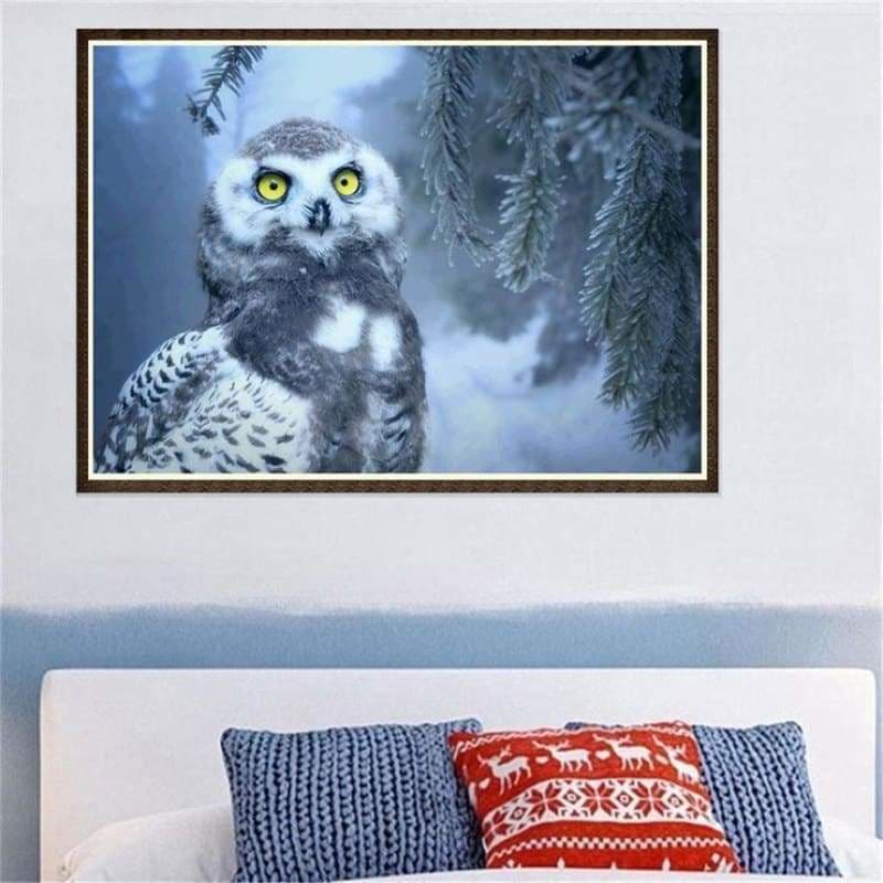 Full Drill - 5D DIY Diamond Painting Kits Winter Snow Owl - 