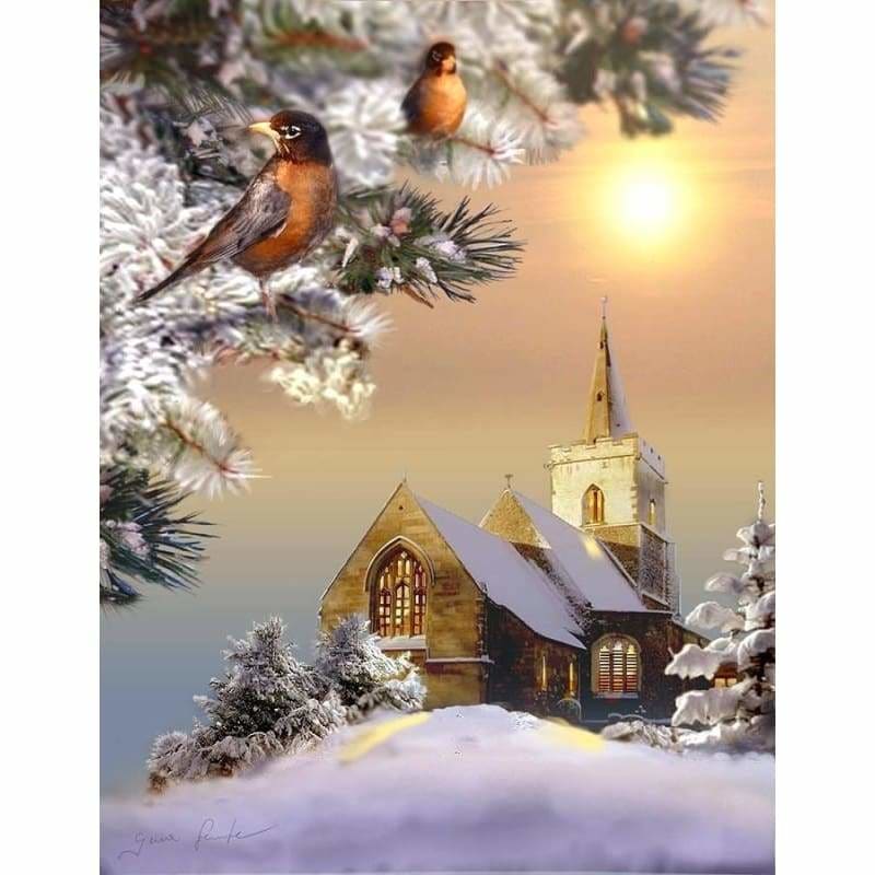 Full Drill - 5D DIY Diamond Painting Kits Winter Warm Sunshine Snow Landscape - NEEDLEWORK KITS