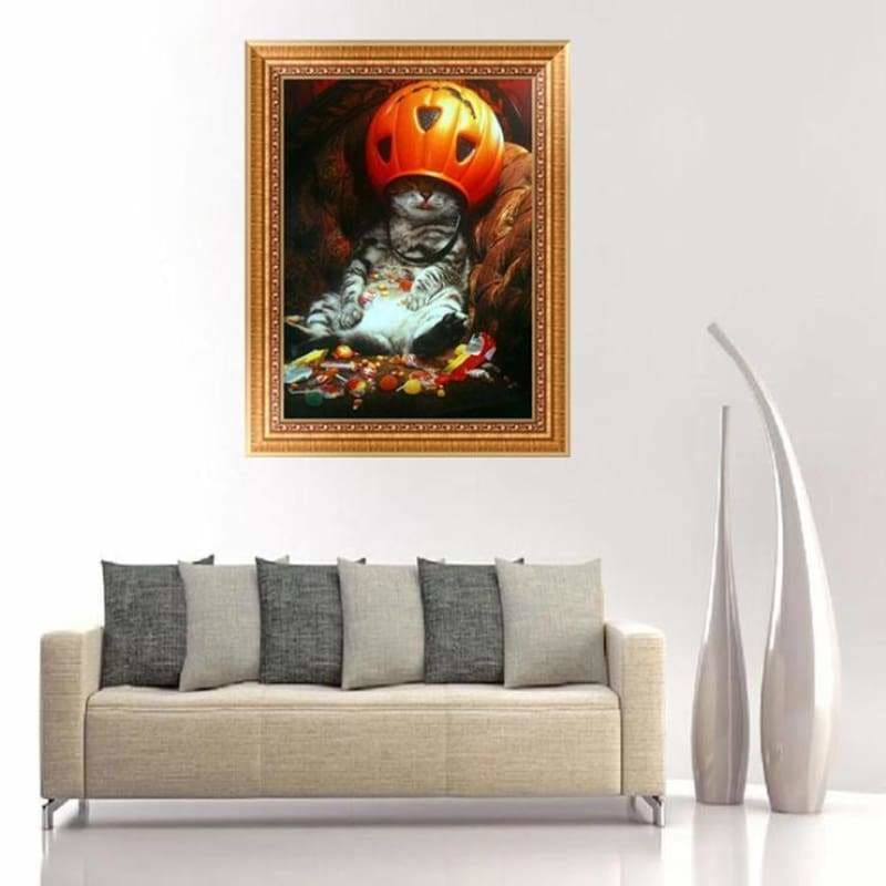 Halloween Pumpkin Cat Full Drill - 5D Diy Diamond Painting 