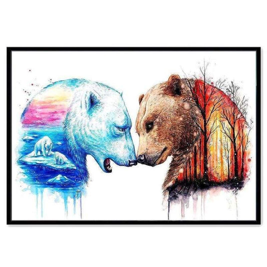 Full Drill - 5D DIY Diamond Painting Kits Dream Colorful Autumn and Winter Bears - NEEDLEWORK KITS