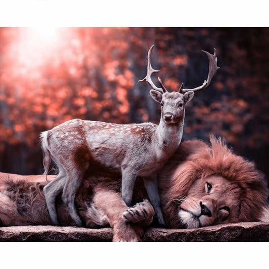 Hot Sale Wall Decor Deer Lion Full Drill - 5D DIY Diamond