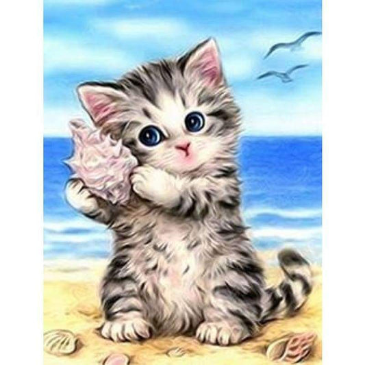 Kitten On Beach - Full Drill Diamond Painting - Special