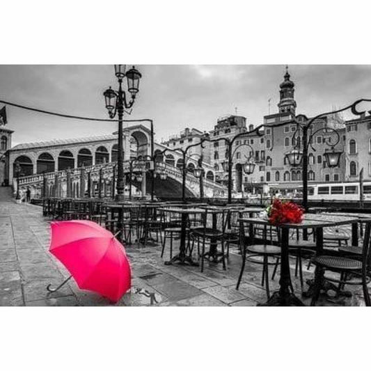 Modern Art Pattern Street Red Umbrella Full Drill - 5D Diy