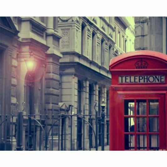 Modern Art Street Red Phone Booth Full Drill - 5D Diy