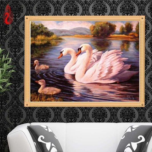 New Diy Swans Swimming Full Drill - 5D Diamond Painting