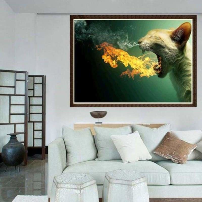 New Fire Fantasy Cat Full Drill - 5D Diy Diamond Painting 