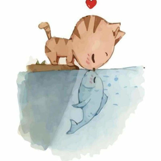 New Hot Sale Cartoon Cat And Fish Full Drill - 5D Diy