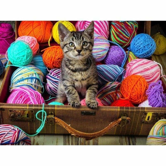 New Hot Sale Cat And Colorful Yarn Ball Full Drill - 5D Diy 