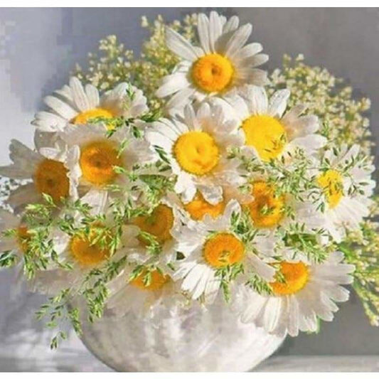 New Hot Sale Cherap Decor White Yellow Flower Full Drill -