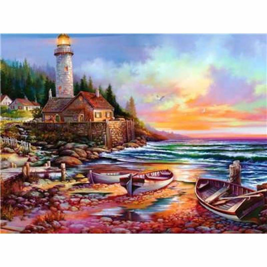 New Hot Sale Lighthouse Pattern Wall Decor Diy Full Drill -