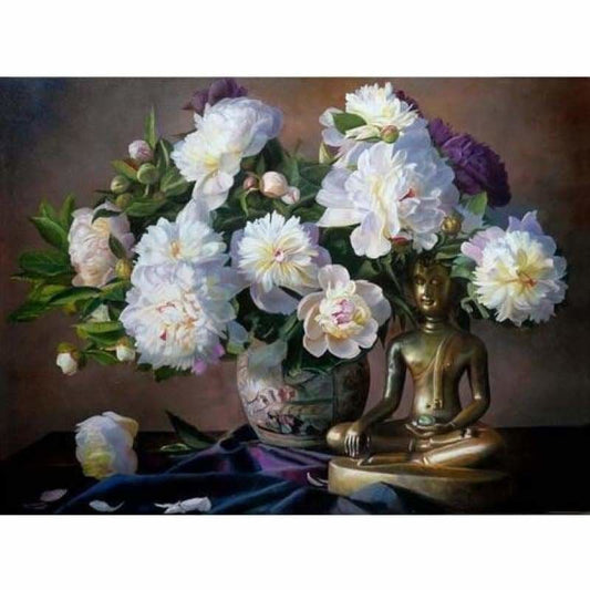 New Hot Sale Peony Flowers Buddha Full Drill - 5D Diy