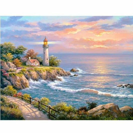 New Hot Sale Wall Decor Landscape Lighthouses Full Drill -