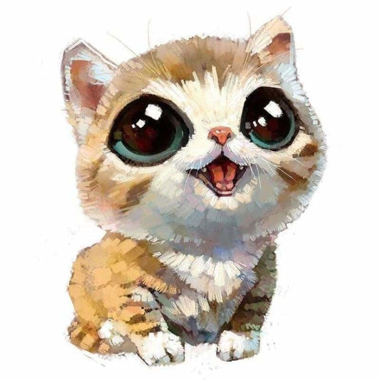 Oil Painting Style Cute Cat Full Drill - 5D Diy Diamond