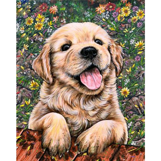 Oil Painting Style Embroidery Dog Full Drill - 5D Diamond