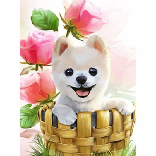 Oil Painting Style Embroidery Dog Full Drill - 5D Diamond