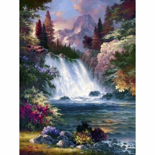 Oil Painting Style Waterfall Picture Diy Full Drill - 5D