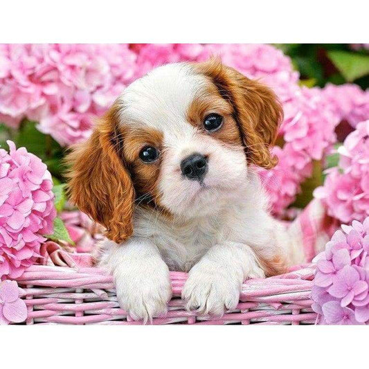 Puppy in a Basket - Full Drill Diamond Painting - Special