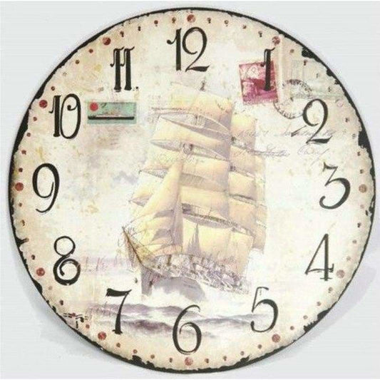 Retro Sailing Clock Full Drill - 5D DIY Embroidery Diamond
